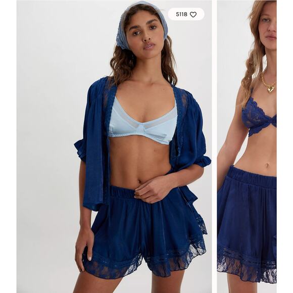 NWT Free People Intimately Morning Breeze Shorts Blue Small - Picture 1 of 8